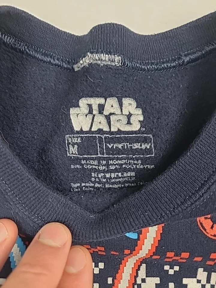 Star Wars Vader Luke Feo Navidad Suéter Talla Mediana Sudadera Azul Vacaciones  Foto 3 de 4