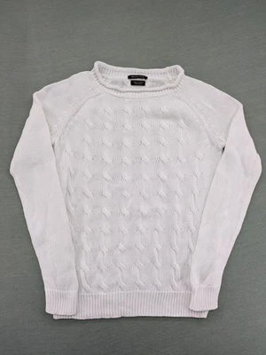 Massimo Dutti Damen Pullover Gr S Kopfmuster Strickpullover Weiß 100% Baumwolle - Bild 1 von 4