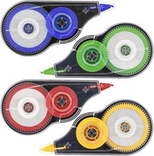 4 Pcs Colorful Correction Tape, 39.4 Ft White Wrong Out Tear-Resistant Bulk,