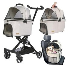 Khaki 2026 Upgraded 3 in 1 Dog Cat Stroller with Detachable Light - Khaki