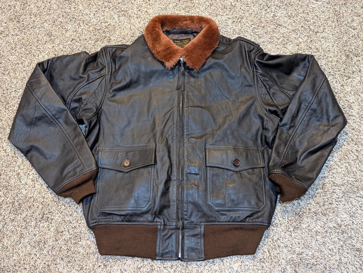 Buaer G-1 Flight Jacket US Navy 55J14 Leather Bomber Size 44 | eBay