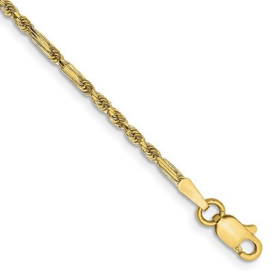 14 Karat Gelbgold 1,8 mm Diamantschliff Milano Seil Kette Armband 7 Zoll