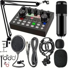 Complete Home Studio Recording Kit Mixer Condenser Microphone Set