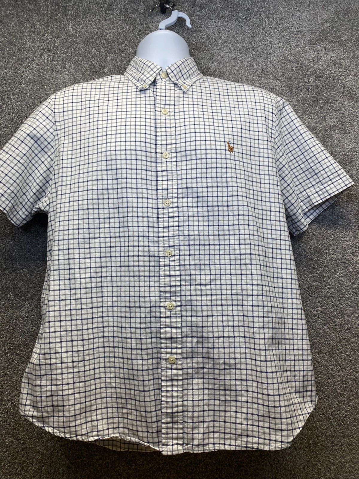 Polo Ralph Lauren camicia uomo grande bianca a quadri cotone vestibilità classica carne logo pony