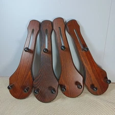 Vintage Oak Wood Plate Wall Hanger Holder Rack Adjustable Lot Of 4