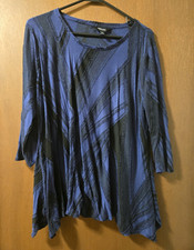 Simply Vera Vera Wang Women’s Blue Black Abstract 3/4 Sleeve Knit Rayon XL