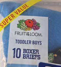 5 FRUIT OF THE LOOM TOODLER BOYS 2T-3T BOXER BRIEFS (5 of original 10) Open Pkg
