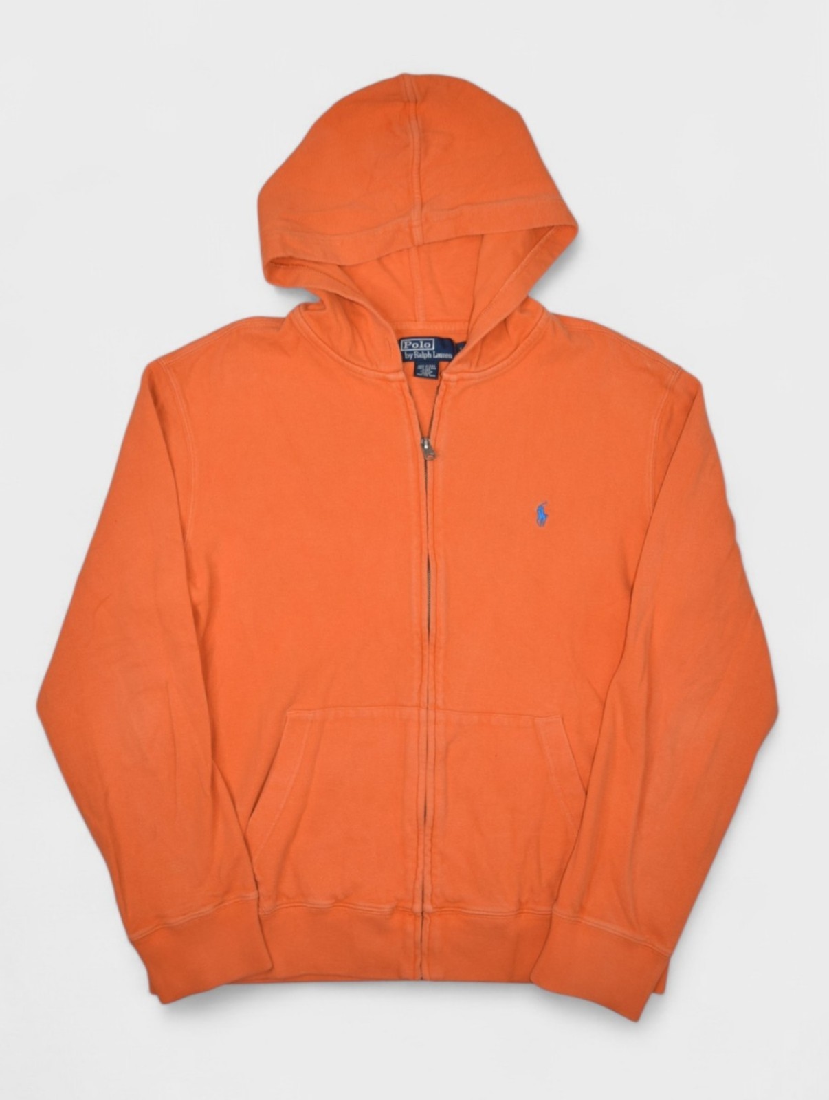 Polo Ralph Lauren felpa uomo grande arancione full zip cappuccio riscaldamento pony