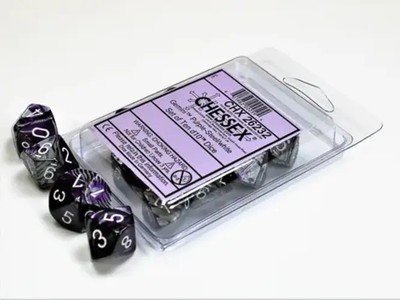 Gemini  Purple-Steel/white Set of Ten d10s | deutsch | Chessex