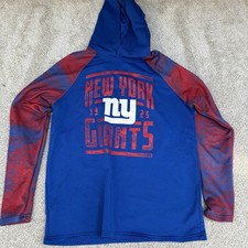 NFL Team Apparel New York Giants Blue  Red Long Sleeve Hoodie Men's Size Large
