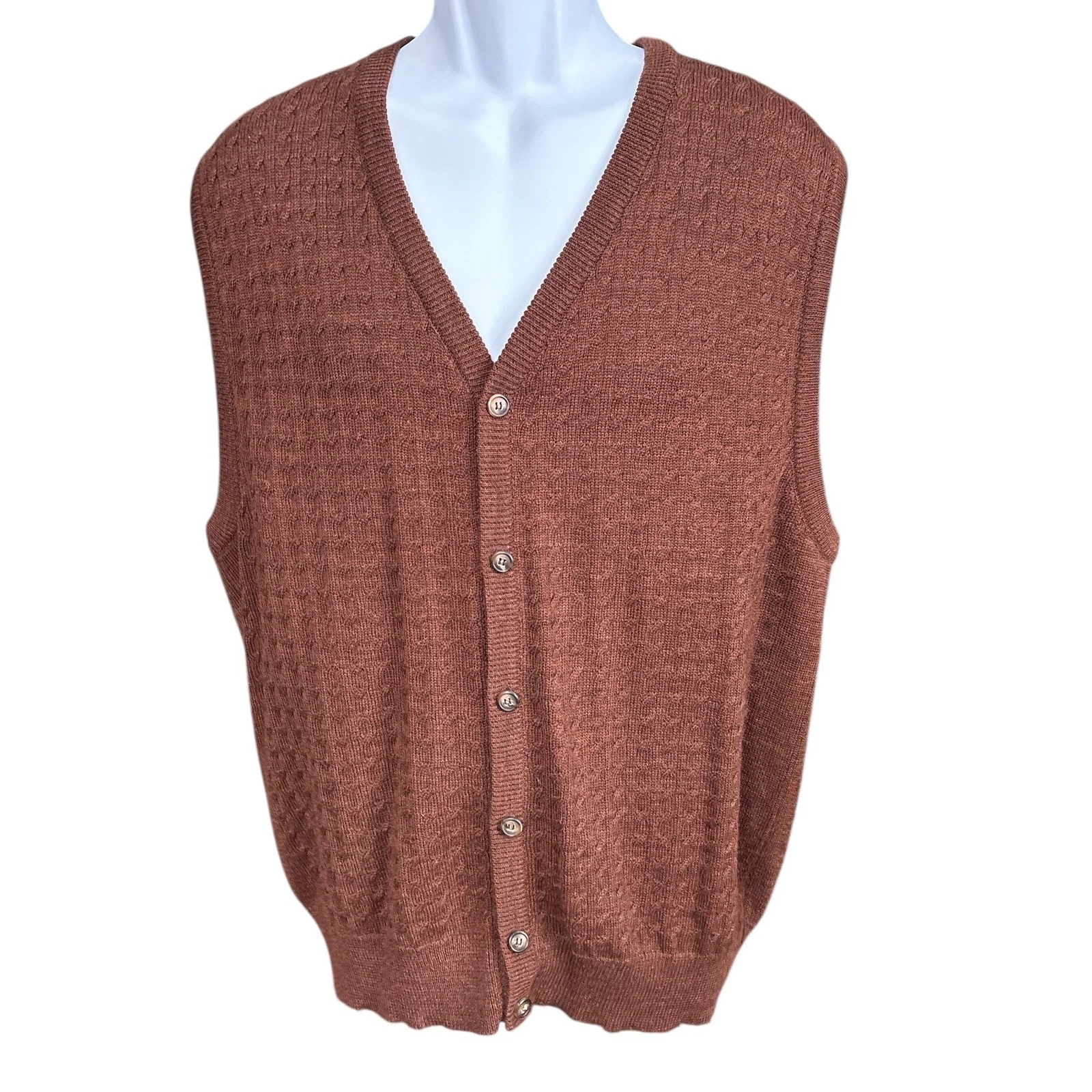 Vintage Jos. A Bank Sportswear Brown Textured Knit Wool Sweater Vest, Size XL
Opens in a new window 