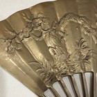 Chinese vintage Brass metal Folding Fan w/ Embossed Cranes and Bonsai Tree — photo 2