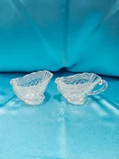 Vintage Clear Glass Sugar Bowl & Creamer