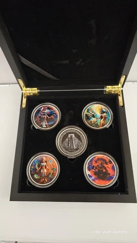 2024 Sacred Shadows The Aztec Deities Set complete 5 Of 1oz .999  SOLD-OUT