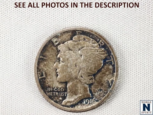 NobleSpirit Gem BU 1916 Mercury Silver Dime Dark Appearance
