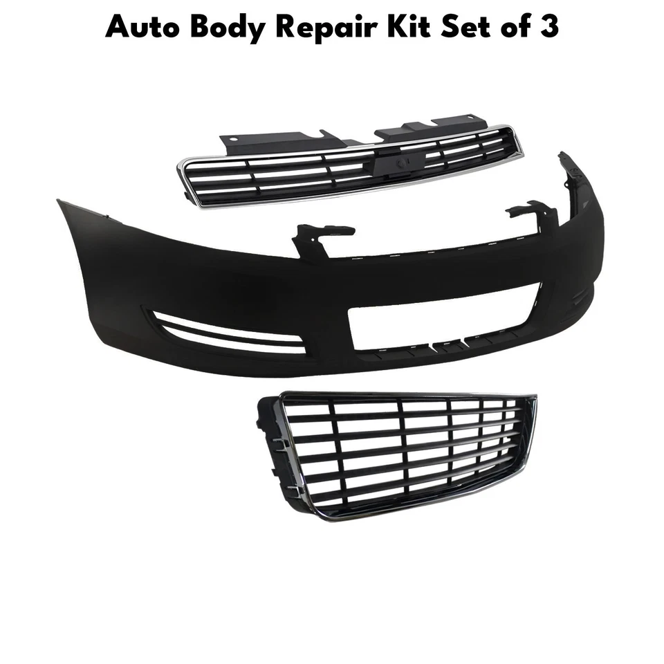 Front Bumper Cover Primed & Grille Assembly Kit For 2006-2013 Chevrolet Impala Foto 2 de 4