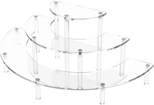3 Tier Acrylic Display Risers, Half Moon Cupcake Stand, Clear Perfume Organizer,