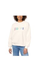 New NWT Esprit Logo Sweatshirt Fleece Cream Spellout SMALL S