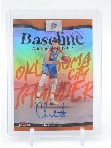 CHET HOLMGREN 2025-26 TOPPS FINEST BASELINE ORANGE AUTOGRAPH AUTO /25 Q3178