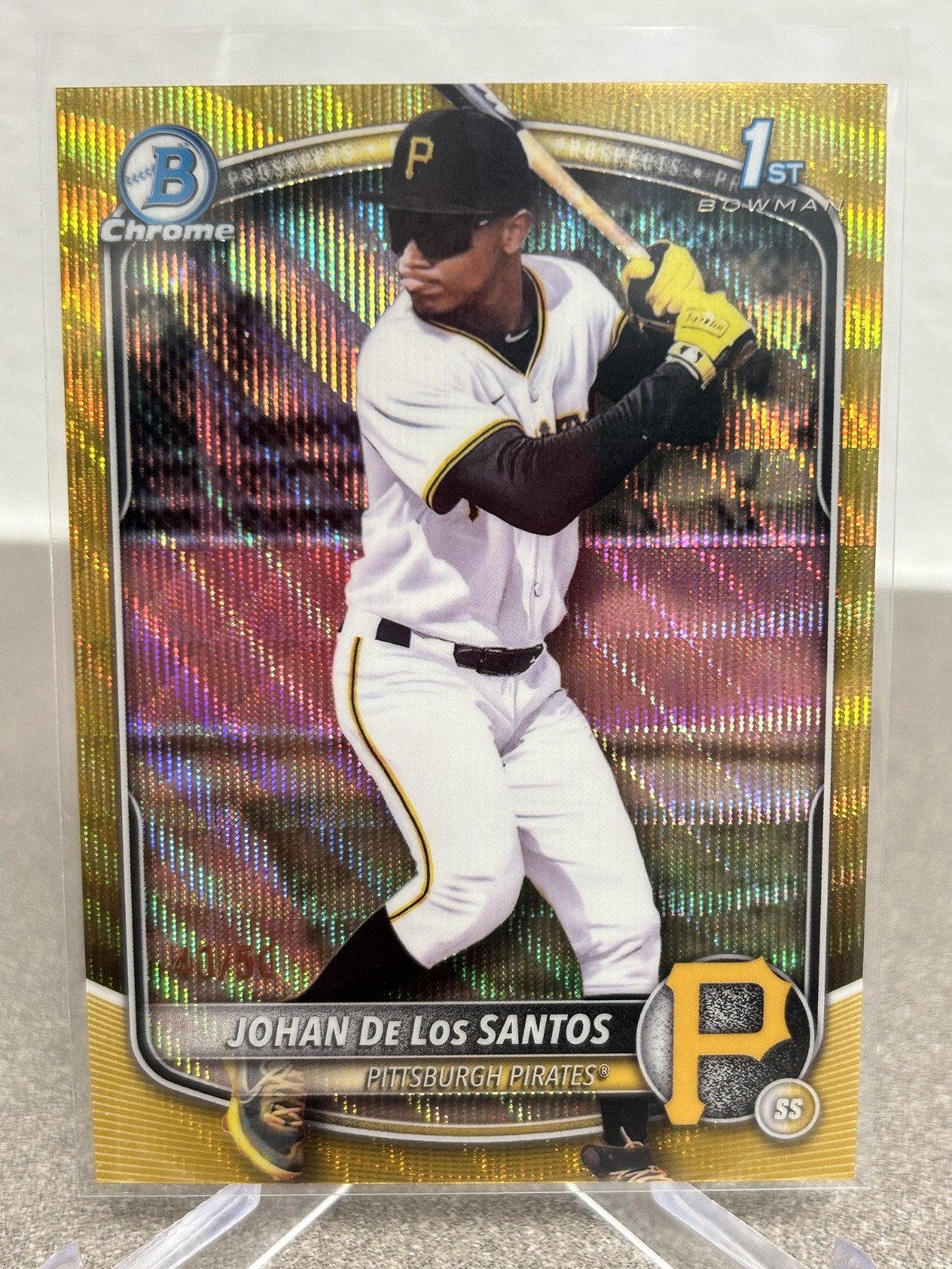 2025 Bowman Chrome Johan De Los Santos Gold Wave 40/50 Rookie RC #BCP-163