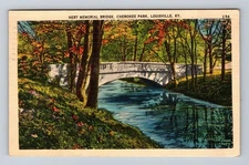 Louisville KY-Kentucky, Hert Memorial Bridge, Park, Vintage c1946 Postcard