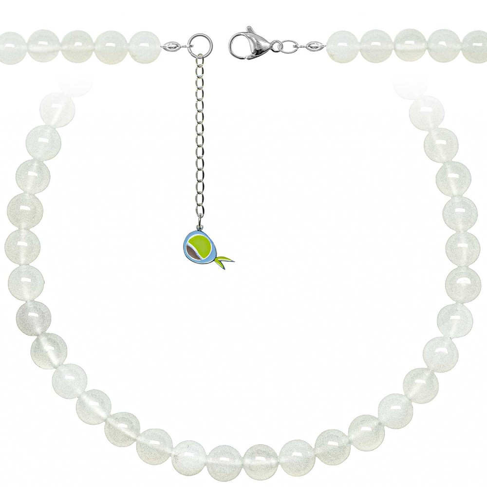 Collier agate blanche perles 10 mm source de sérénité et pureté