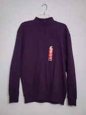 Kirkland Signature 100% Cotton Men's 1/4 Zip Soft Pullover Sweater Purple