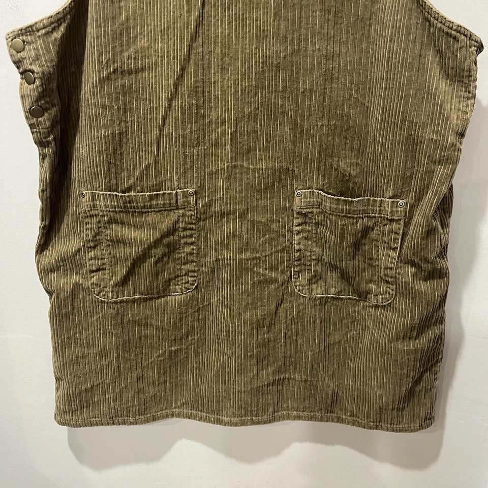 Denim And Co Vintage Corduroy Olive Green Jumper Dress Pockets Women’s Size 2XL - Image 3 of 4