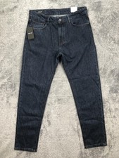Massimo Dutti Jeans Uomo 34x31 Blu Pantalone Denim Slim Conico Lavaggio Scuro 0300