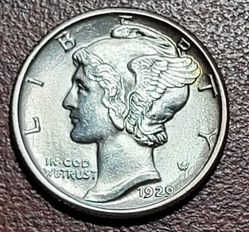 1929 Mercury Dime Choice Brilliant Uncirculated FULL BANDS BU UNC 10c Coin