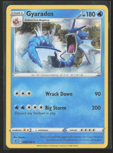Gyarados 040/192 Holo Rare Rebel Clash Pokemon Near Mint