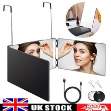 3 Way Mirror 360° Mirror Self Hair Cut Back View Adjustable Tri fold with LED
