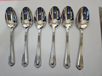 6 - Mikasa Regent Bead  Tablespoons Or Soup Spoons 8 Inch 18/10 Vietnam  