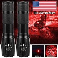 LED Zoom Red Light Flashlight Against Visual Impairment Red Torch US-