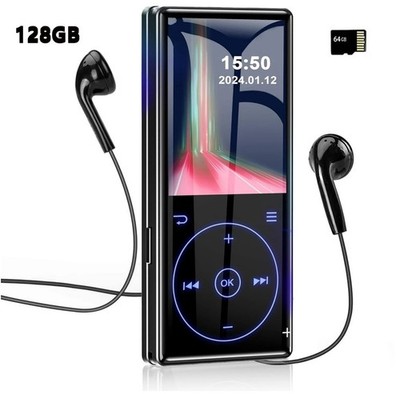 128 GB MP3 Player MicroSD, USB-C Bluetooth 5.0 Lossless, FM radio, Touch Buttons