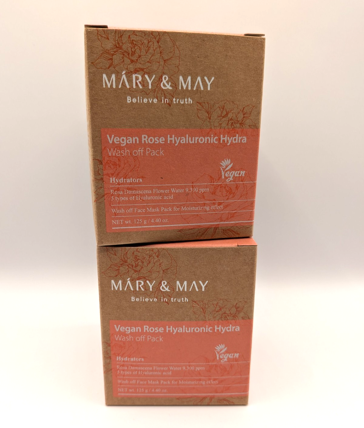 x2 [MARY&MAY] ROSE HYALURONIC HYDRA WASH OFF PACK 125G