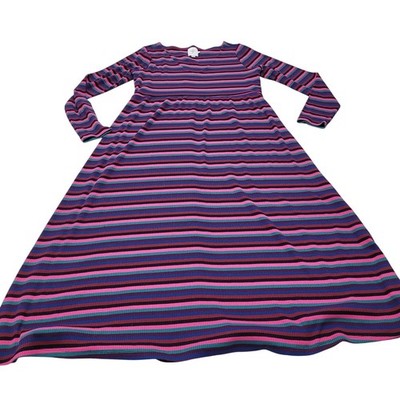 The Nines by Hatch striped long sleeve maternity midi dress pink medium  stretch | eBay