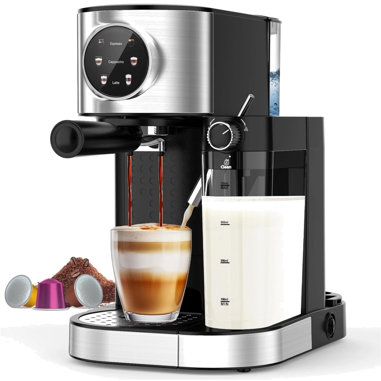 Espresso Machine 20 Bar, Super Compact Espresso Maker Stainless Steel with To...
