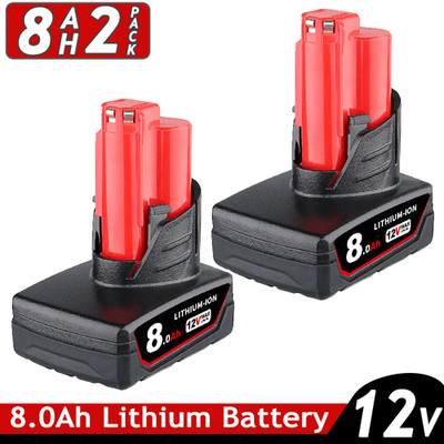 2X 8.0Ah 12V M12 Für Milwaukee Ersatzakku M12B6 LITHIUM 48-11-2402