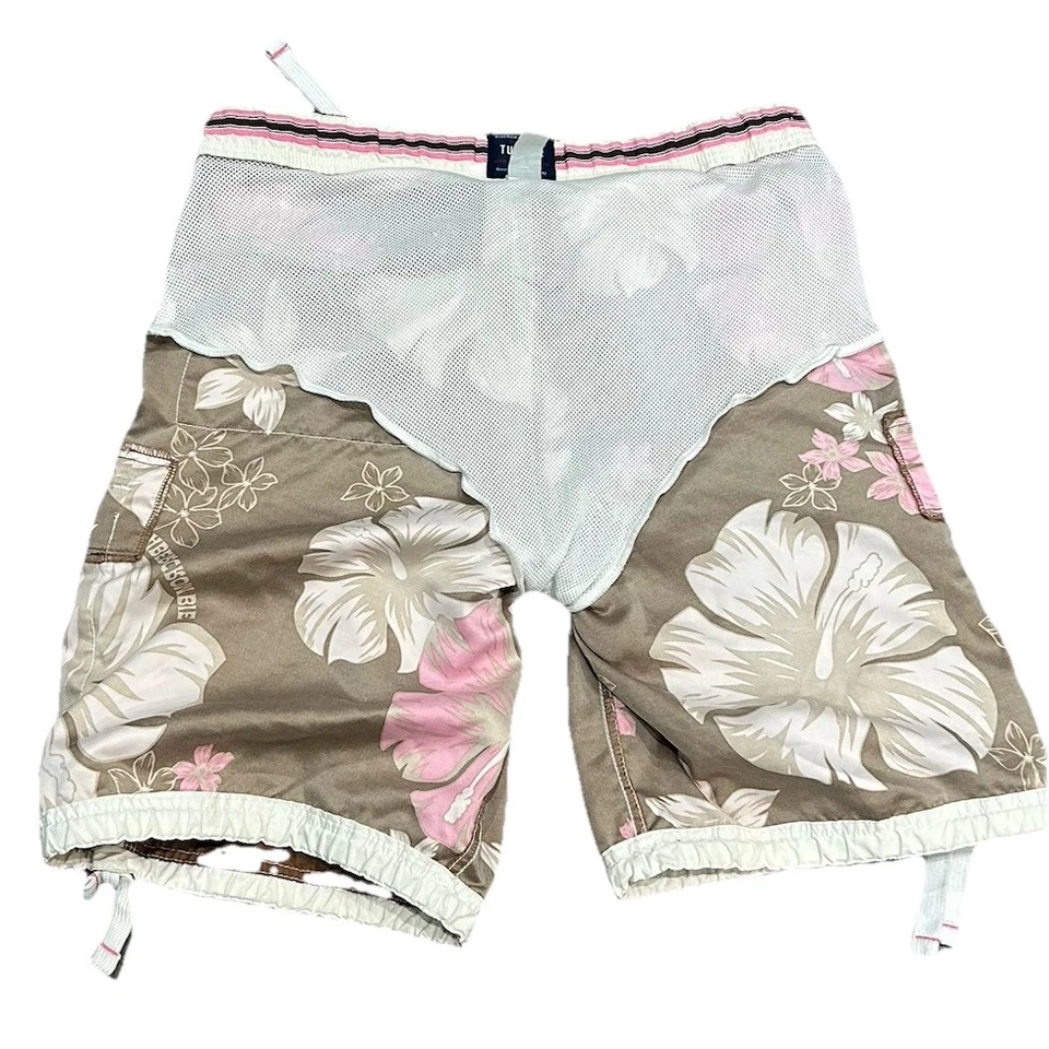 Y2K Abercrombie & Fitch Tugger Shorts Men Large Board Lined Pink Brown - Image 2 of 4
