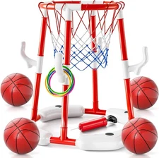 Pool Basketball Hoop Toys for Kids Ages 4-8 8-12 & Adult, Summer Outdoor Red 