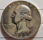 1964 Washington SILVER Quarter