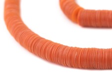 Translucent Orange Vinyl Phono Record Beads 12mm Ghana African Disk Handmade