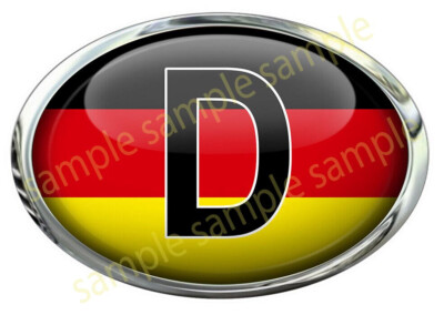 #60 D - GERMANY FLAG CAR BADGE 9x5.5cm OVAL STICKER DECAL LAMINATED