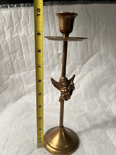 Paar Vintage Messing Cherub Engel Flöte Harfe Kegel Kerzenständer Hochzeit/Urlaub - Bild 10 von 10