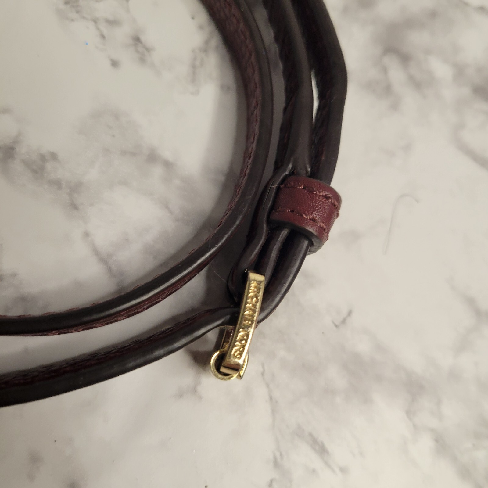 Michael Kors Fulton Leather Burgundy Crossbody Bag Purse Gold Chain Cute Small thumbnail 18