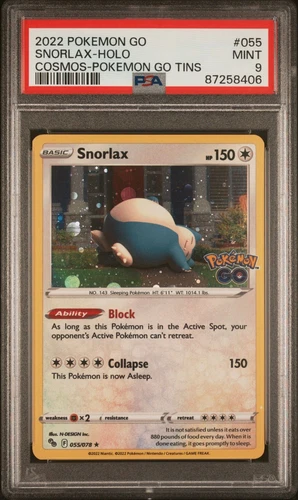 Snorlax 055/078 PSA 9 Holo Cosmos Exclusive - 2022 Pokémon GO Tins