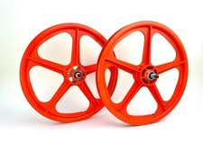 Skyway Bmx 20 Tuff Wheels Orange Retro New Wheelset Sealed Bearings 38 Axle