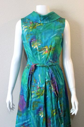 Vtg 60s Alice of California Aqua Jumpsuit Wide Le… - image 5