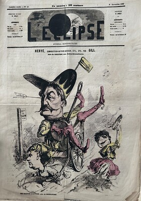L'ECLIPSE Nr. 42 vom 8/1/1868 HERVE Musiker PA A. GILL Poster Offset